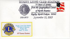 RUGBY LIONS CLUB 75 YEARS OF SERVICE STATION,  RUGBY, ND   2003  L34