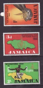 Jamaica-Sc#271-3- id7-unused NH set-Maps-Human Rights-1968-