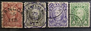 USED SET SARAWAK ( MALAYSIA ) 1895 FULL SET SG 28 -31 NICE POSTMARKS CLEAN SET