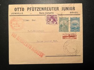 1934 Brazil Airmail Cover Joinville to Curitiba via Aerolloyd Iguassu