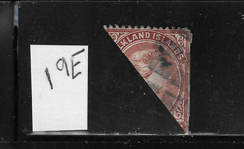 FALKLAND IS. SCOTT #19E 1891-1902 VICTORIA 1/2P ON HALF OF 1P- WMK 2-USED