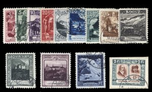 Liechtenstein #94-107 Cat$1,064, 1930 Landscapes etc., 3rp-2fr complete set u...