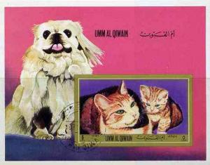 UMM AL QIWAIN SHEET USED IMPERF DOMESTIC CATS 