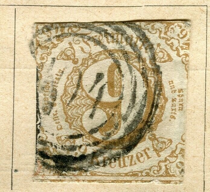 GERMANY THURN & TAXIS; 1852 early classic Imperf issue used 9k. value