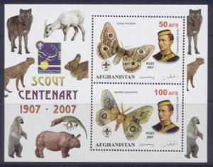 AFGHANISTAN 2 SHEETS SCOUTS BUTTERFLIES INSECTS WILDLIFE