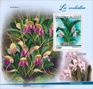 NIGER - 2022 - Orchids - Perf Souv Sheet #6 - Mint Never Hinged