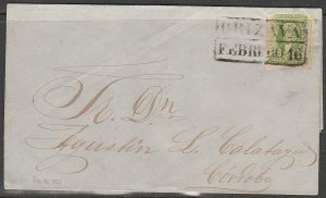 MEXICO-Orizava 3, 2r COMPLETE FOLDED LETTER, 1856 ISSUE. XF. (T20)