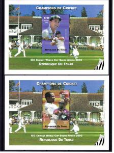 Chad 2002 Champions of CRICKET  ICC World Cup 9 S/S Perforated MNH