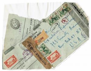 Senegal 1945 Censored Cover to USA, Pasted to Album Page -  Lot 101617