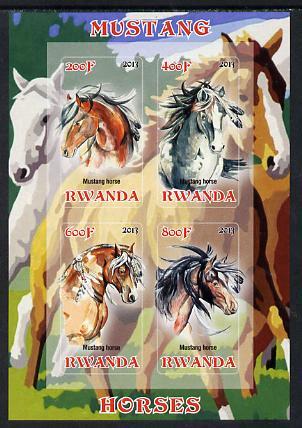 Rwanda 2013 Horses #1 imperf sheetlet containing 4 values...