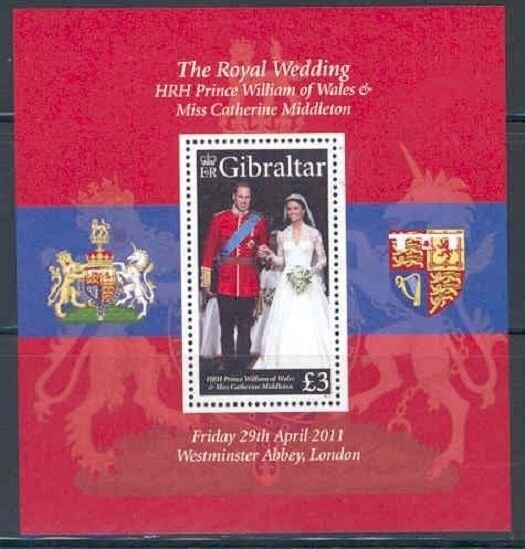 GIBRALTAR SCOTT #1283 ROYAL WEDDING  OF PRINCE WILLIAM S/S   MINT  NEVER HINGED 