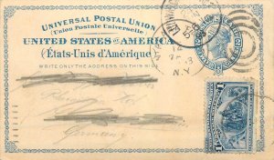 E0025 United States postal card for international use two-cent blue Liberty head