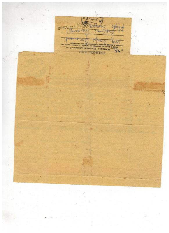 1944 Ferramonti Italy Concentration Camp Cover Telegram