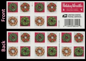 US 5424-5427 5427b Holiday Wreaths F booklet 20 MNH 2019