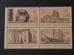 ​UNITED STATES-1971 SC#1443a HISTORY PRESERVATION -MNH-BLOCK-VF-53 YEARS OLD