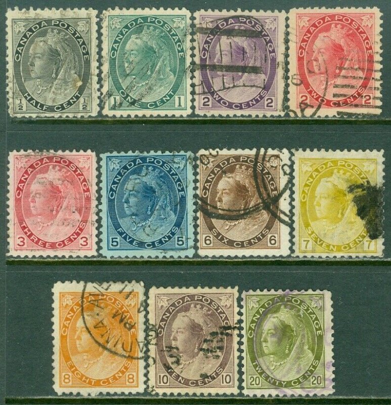 EDW1949SELL : CANADA 1898-1902 Scott #74-84 F-VF, Used. Minor faults. Cat $256.