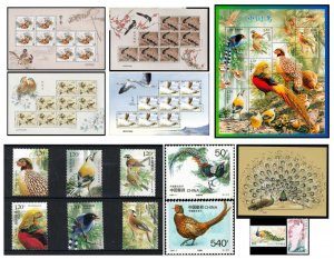 China Bird Stamps  Collection  6 S/S(M/S)+3 SET 8V MNH