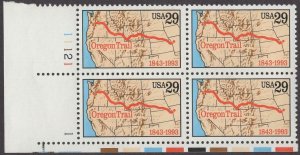 1993 Oregon Trail Plate Block of 4 29c Postage Stamps, Sc# 2747, MNH, OG