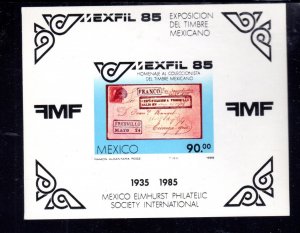 MEXICO #1385a 1985 MEXFIL '85 MINT VF NH O.G S/S3 IMPERF.