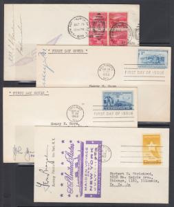 US Sc 681/1024 FDCs. 1929-1953 issues, 9 diff signed by Postmasters, nice group