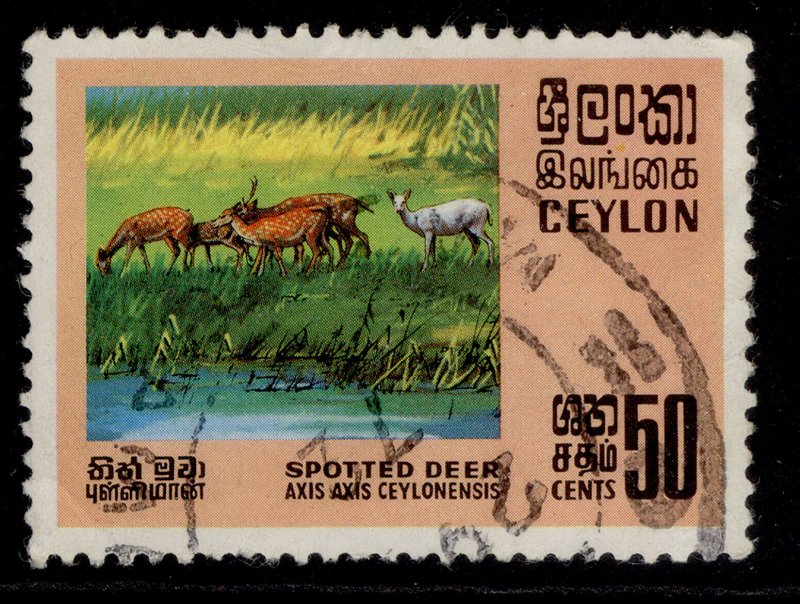 CEYLON QEII SG563, 50c spotted deer, FINE USED.