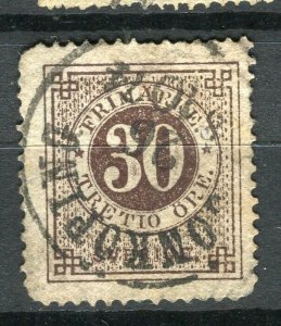 SWEDEN; 1872 early classic ' ore ' issue fine used 30ore. value