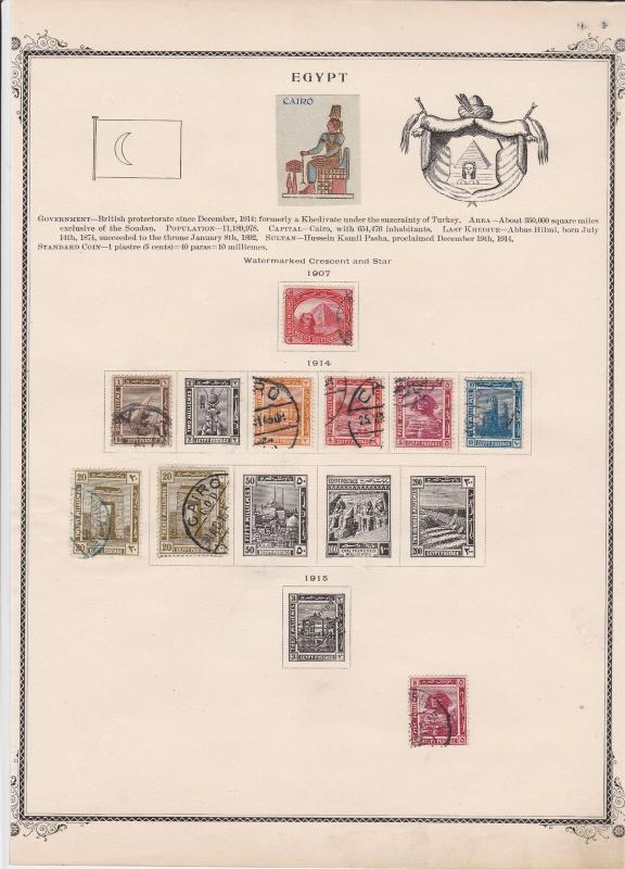 egypt stamps from  1901 - on album page ref r11856