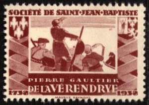 1938 Canada Poster Stamp Society of St. Jean the Baptist Pierre De La Vérendrye