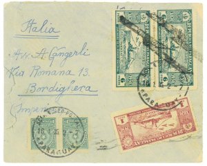 P2957 - 1935 PARAGUAY, MULTIPLE STAMPS FRANKING TO ITALY-