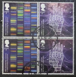 GREAT BRITAIN  2015 INVENTIVE BRITAIN £1.47  BIONIC HAND/DNA SG3685a BLOCK USED