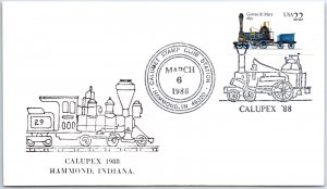 US SPECIAL EVENT COVER AND PICTORIAL CANCEL RAILWAY LOCOMOTIVES CALUPEX '88 *3