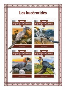 Togo Birds on Stamps 2017 MNH Hornbills Eastern Yellow-Billed Hornbill 4v M/S