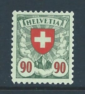 Switzerland #200a MH 90c Cross on Red Shield w/Grilled Gum