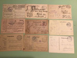 German Military Mail Service WW1 Feldpost 9 items  Ref A949