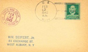 United States California Nav. Air Station Br. Santa Ana 1943 violet double ri...