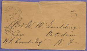 OGDENSBURGH, N.Y.- POTSDAM, c1831 STAMPLESS COVER, U.S. POSTAL HISTORY