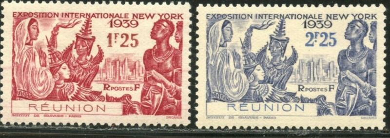 REUNION Sc#174-175 1939 New York World’s Fair Complete Set OG Mint Hinged