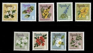 Uganda 1969 - FLOWERS - Set of 9 Stamps - Scott #115-23 - MNH