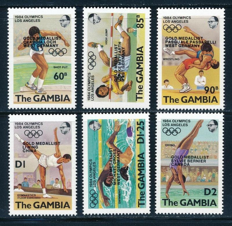 Gambia - Los Angeles Olympic Games MNH Sports Set Overprinted (1984)