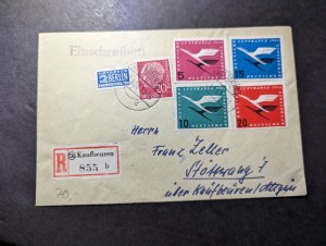 1955 Registered Germany Airmail Cover Kaufbeuren to Stottrang Lufthansa Stamp