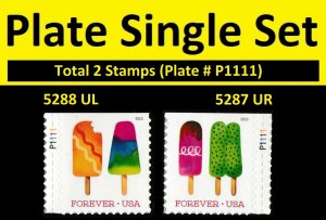 US 5287 5288 Frozen Treats forever plate single set (2 stamps) P1111 MNH 2018