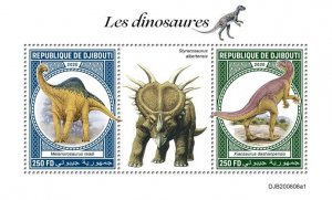 DJIBUTI - 2020 - Dinosaurs - Perf 2v Sheet #1 - Mint Never Hinged