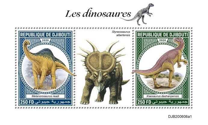 DJIBUTI - 2020 - Dinosaurs - Perf 2v Sheet #1 - Mint Never Hinged