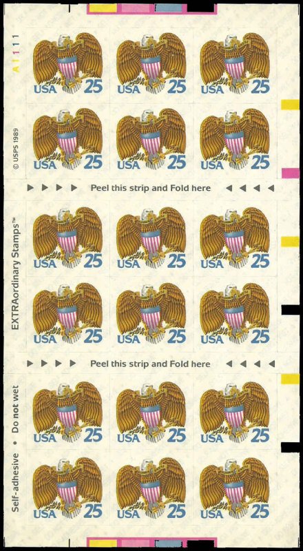 PCBstamps  US #2431a Bk Pane $4.50(18x25c)Eagle & Shield, MNH, (1)