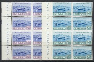 Iceland, Scott 338-339, MNH block of eight 