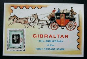 *FREE SHIP Gibraltar 150th Anniversary Of Penny Black 1990 Horse (ms) MNH