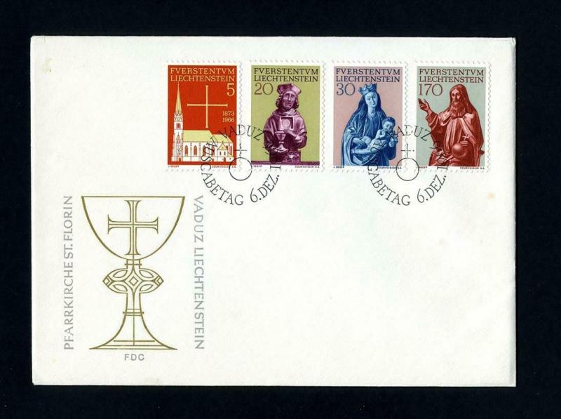 Vaduz Church # 416-9 FDC Cacheted and Unaddressed dated 12-6-1966