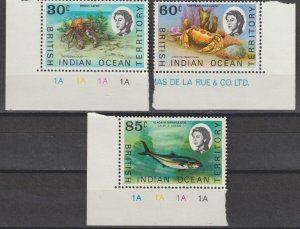 BRITISH INDIAN OCEAN TERRITORY 1970 SG 20a/23a/24a MNH