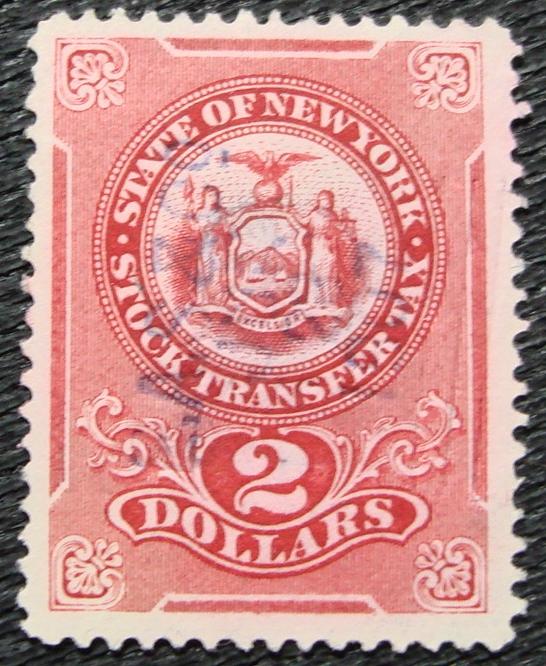 US, New York State Stock Transfer, **Used** Embossed Single