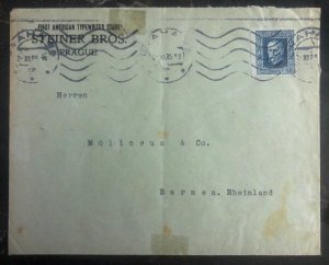 1925 Prague Czechoslovakia Commercial Cover Steiner Bros To Barmen Germany B